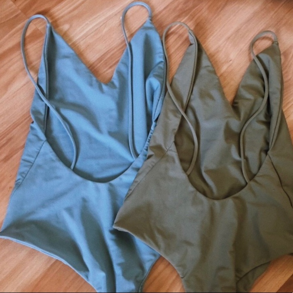 Benoa one piece swim suits olive and blue